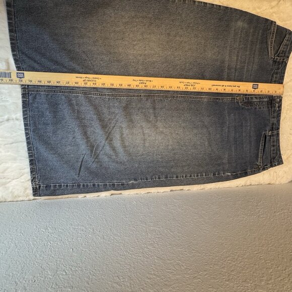 Women's 12 Christopher & Banks Long Denim Skirt Back Slit Cotton Blend - Picture 10 of 12